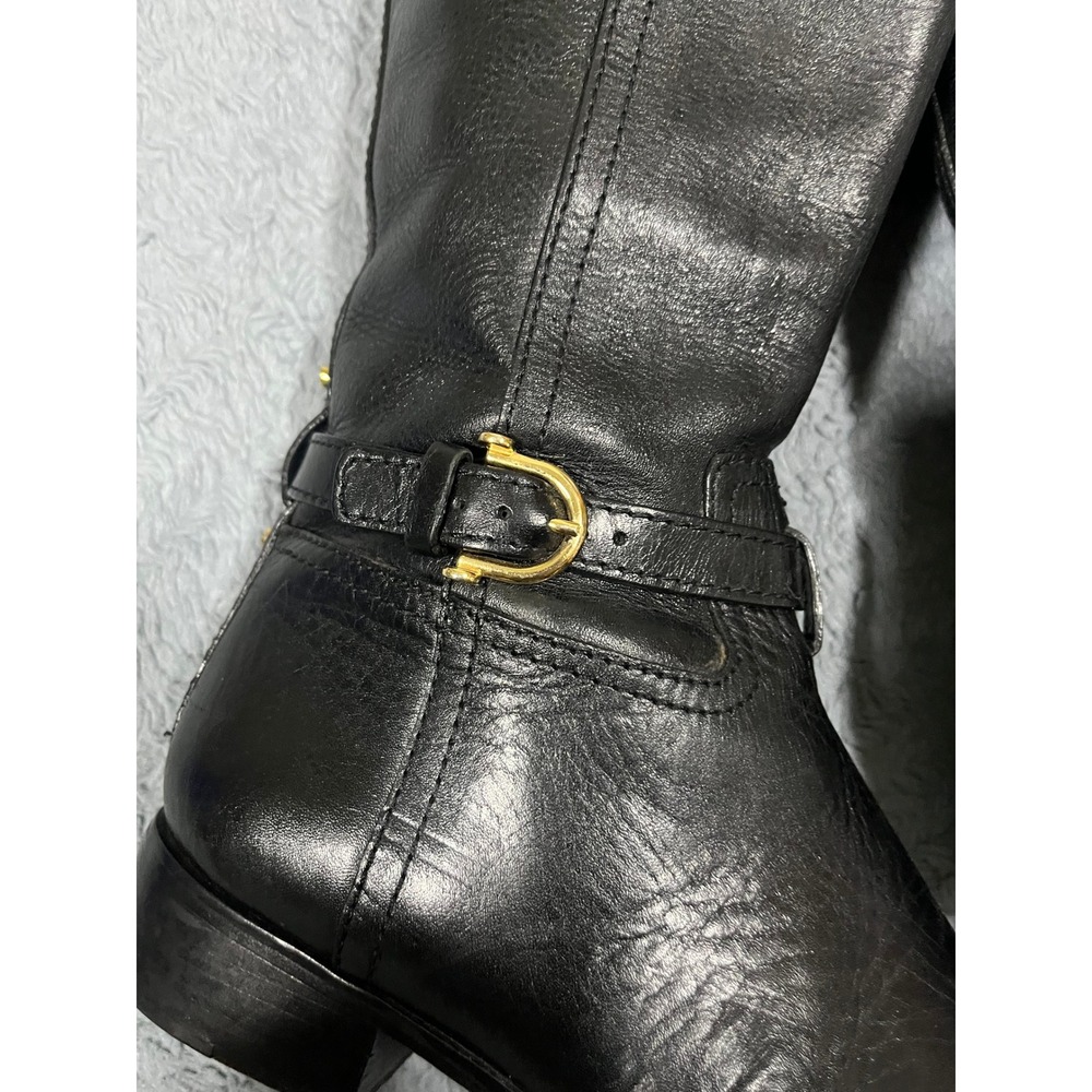 Tory Burch Nadine Womens Sz 7M Black Leather Knee High Tall Riding Boots Luxury - Picture 6 of 14